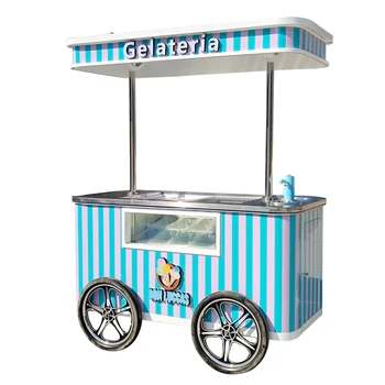 Гореща разпродажба Уличен италиански сладолед Количка за твърд сладолед Градинска количка за пазаруване на дребно