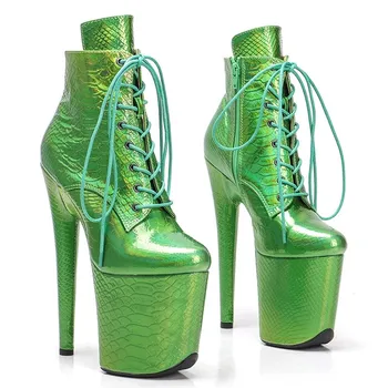 LAIJIANJINXIA/ Нови Модни Дамски Модерни обувки с изкуствен покрив 20 см/8 инча За танци на един стълб На висок ток и платформа 468
