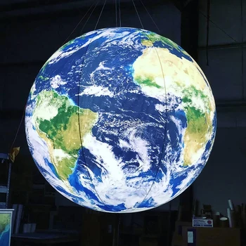 Рекламна украса космическа тематични партита Голям надуваем Земното кълбо на Луната на Планетата Глобус Земното кълбо с led подсветка и воздуходувкой