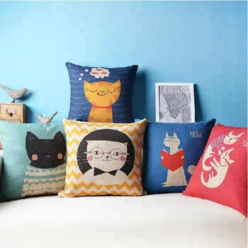 Възглавница за домашен интериор детска калъфка с анимационни котка Бельо възглавници с котка начало декор сватбен декор възглавници