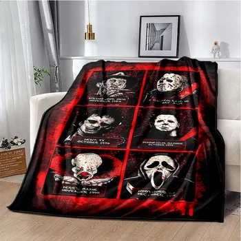 Одеало ужас Фланелевое одеяло с герои от филми на ужасите, Меко плюшевое одеяло, диван спалня, хол, топли наметала за легла