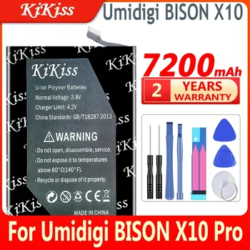 Батерия KiKiss 7200mAh за мобилен телефон Umidigi BISON X10 / X10 Pro Batterij + Безплатни инструменти