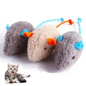 1 бр. Нов плюшен симулация на мишката, играчка за котки, устойчивост на укусам, плюшен мишката, интерактивни играчки за котешки драскотини, играчка за мишката за котката, коте