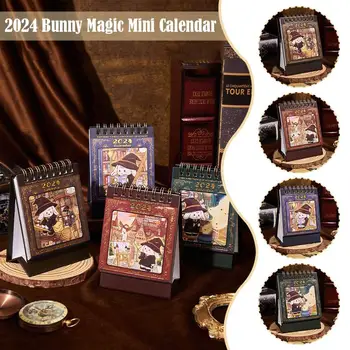 Настолен календар в 2024 година, мини настолен календар с хубав магически заек, кавайные аксесоари, декоративни аксесоари за офис, директна доставка