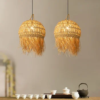 Японската креативна ракита, бамбук полилей, Китайски Дзен окачен лампа, Чайна, ресторант, Ретро окачен лампа