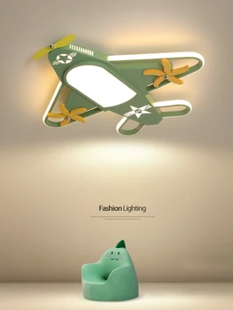Модерна детска самолет Led тавана лампа, се Използва за хранене, спални Фоайето на Зелено с регулируема яркост дистанционно управление Декорация на дома