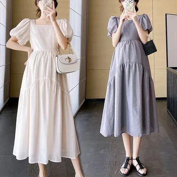 Нови рокли за бременни; Лятна мода Свободна пола трапецовидна форма с къс ръкав; Дрехи за бременни; рокля-кукла с принтом 