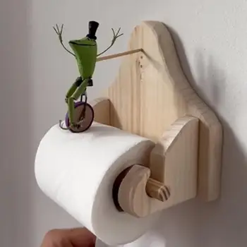 Дървен Държач за тоалетна хартия, Креативна Поставка за съхранение на салфетки във формата на Жаба, Аксесоари за баня, Кухня, Колоездене
