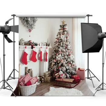 Декор за камина, чорапи, Коледни снимки, фонове за фото студио, фонове за детски партита, фотосесии