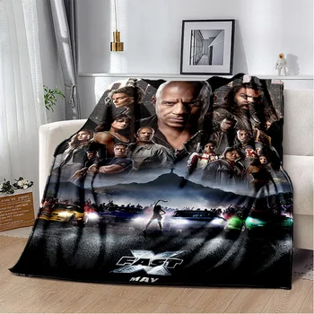 HD 10 Fast & Furious X Меко плюшевое одеяло с 3D-принтом, Фланелевое одеало Каре за хол, спални, легла, мека мебел, деца за пикник