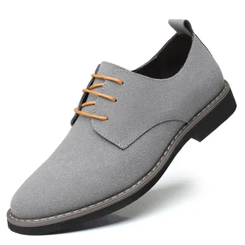 Нова мъжки обувки Модерен Ежедневни бизнес Сив велур Класически ремък на върховете на крилата Удобни мъжки обувки Oxfords
