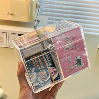 Прозрачна акрилна кутия за съхранение на карти с капацитет 400 картички с размер 12x10,5 см, калъф за карти с 2 отделения за картички / Снимки
