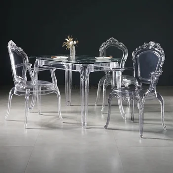 Прозрачни прости Трапезни столове Креативна Кухненски Мебели, Битова Трапезария стол от акрил кристал Дизайнерски стол в дворцов стил