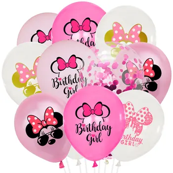 Мультяшная Мини Балон С Розови пайети Латексный Балон Деца честит Рожден Ден на Фона на стая за момичета Аксесоари за украса на парти по случай рождения Ден
