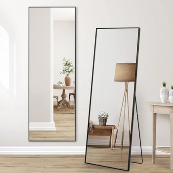 Черно огледало в цял ръст 22x59 с поставка - огледало в цял ръст за спалня, мебели за всекидневна, безплатна доставка за дома