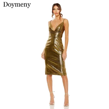 Блестяща рокля за срещата на завършилите Doymeny с V-образно деколте на спагети презрамки, отворен гръб, без ръкави, блестящи вечерни рокли-участък suknie homecoming