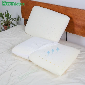 PurenLatex 60x40x10 см Ортопедична охлаждаща възглавници от пяна с памет ефект за сън възглавница за спално бельо на гърба и хълбоците