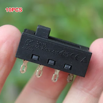 10ШТ Микро Мини Черно Превключвател 3-те Ступенчатые 4-контактни Ключове Мини-Ползунковый ключа Електрически Превключвател обхват Високо Качество