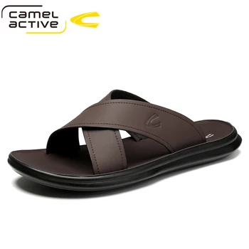 Camel Active, Нови мъжки чехли, модерни плажни сандали, Меки ежедневни обувки, мъжки чехли от изкуствена кожа, оригинални чехли, летни мъжки сандали