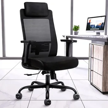 Ергономични Столове за Компютърна маса - Мрежести Столове за вашия Офис с Лумбална опора и 3D Регулируеми подлакътници (с висока облегалка)