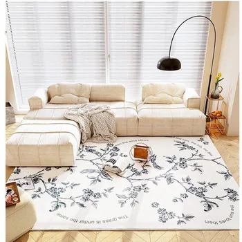 Черно-бели, меки килими за декорация на хола, един прост цветен килим за спални, скандинавски килим на голям площад, килимче за хола и кабинета