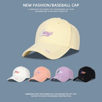 Дамски шапка с широка периферия, универсална бейзболна шапка с малка буква Ins, с твърд покрив, солнцезащитная шапка с козирка, мъжки