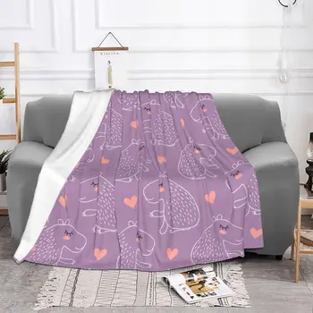 Завивки с чудесни животни Капибара, Фланелевое Пролет-есен Лилава Мултифункционална Мека покривка за дивана, Покривки за легла