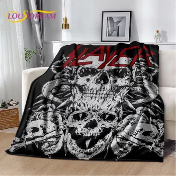 Група Slayer Heavy Metal Меко плюшевое одеяло, фланелевое одеало каре за дневна, легла, дивани, одеала за пикник, топли детски