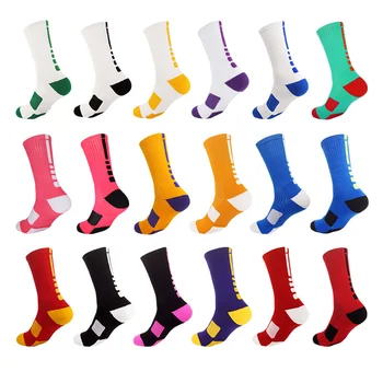 Професионални чорапи с хавлиена кърпа, Удебелена средата, абсорбиращи потта, Мъжки спортни чорапи до коляното за уличен баскетбол, колоездене