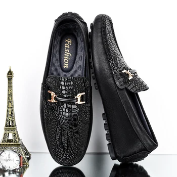 Мъжки обувки, Висококачествени Лоферы, Лека Мъжки Ежедневни обувки, Мокасини с крокодиловым модел, Мъжки обувки от естествена кожа, Zapatos Hombre