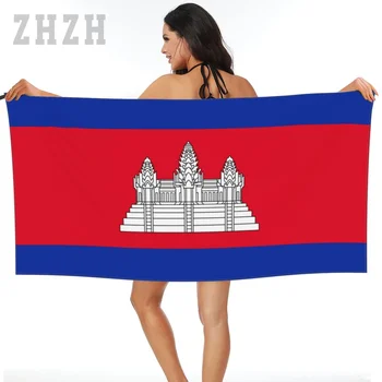 Повече на дизайна на Емблемата на флага на Камбоджа, кърпи за баня Бързосъхнеща, Микрофибър, впитывающая Мека вода, Дишаща Плажната Купальная Баня