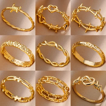 Дамски пръстени във формата на усукана Змия Златен цвят от неръждаема стомана, эстетичные сватбени луксозни реколтата, бижута, подарък, Безплатна доставка, anillo