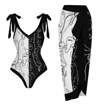 Жена ретро бански костюм, едно парче асиметричен бански, Празнична плажно облекло, дизайнерски бански костюми, Летни дрехи за сърфиране 2023