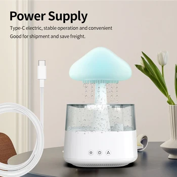 Гъбена овлажнител на въздуха Ароматни дифузор Опаковка мирис на дъждовен облак Лампа за ароматерапия, Релакс USB Дифузор звука на дъжд за дома
