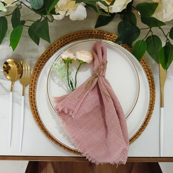 2023 селски сватба бледо-розови салфетки за маса кърпа за парти по случай рождения ден на декор на масата 10 бр./лот сирене салфетка guaze