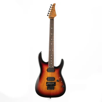Електрическа китара на eart Нов прием на NK-1980 Корпус на китара от печено червено дърво Bookmatch