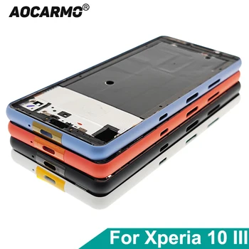 Aocarmo За Sony Xperia 10 III Mark3 X10III Средната Рамка на Шасито Bezel Плоча Скоба Панел Дубликат Част