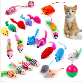 Забавни играчки за котки Своеобразна издънка с пролетното една плюшена мишка играчки за домашни любимци