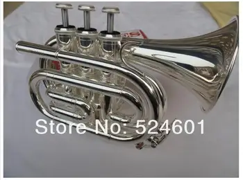 Покет тръба OVES с повърхността на Bb Тона, посребрени месингови музикални инструменти, тромпет фирменото качество в калъф