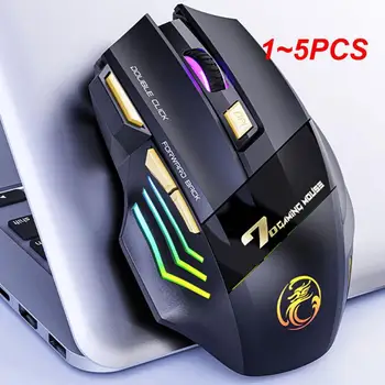 1 ~ 5ШТ Акумулаторна безжична мишка Gamer Игрова компютърна мишка Ергономична Mause с осветление RGB Безшумни мишката за