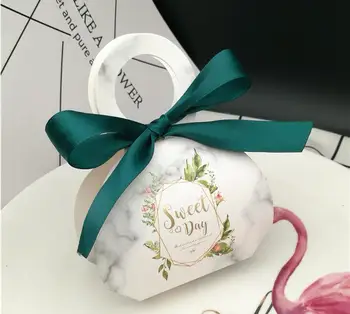 Сватбена кутия бонбони в стил дамска чанта от мрамор SN2926