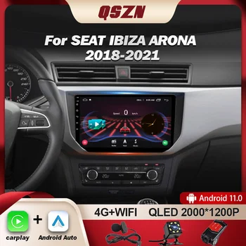 QSZN За SEAT IBIZA ARONA 2018-2021 Радиото в автомобила Android 13 Кола Стерео GPS Мултимедиен Плейър Навигация Плейър QLED Carplay