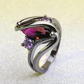 Луксозни пръстена с лилав цирконий, CZ Crystal, цветни бижута за жени, за Сватба, Годеж, Винтажное Модерен пръстен, подаръци, украси за момчета