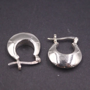 Вече твърдо пръстен от сребро 925 проба, мъжки и женски щастливи гланц плоски обеци U-образна форма