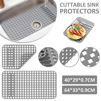 Силиконов протектор за мивки, топлоустойчива подложка за мивки, противоскользящий подложка за източване на кухненски плотове, за многократна употреба предпазна подложка за мивки