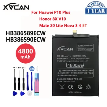 Оригинален XVCAN HB386589ECW За Huawei P10 Plus Honor 8X4800 ма View 10 Mate 20 Lite P10Plus Nova 3 4 5T Batteria Батерия