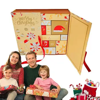 24шт Подарък кутия с Коледните Адвент-календар, Коледна Коледна кутия за опаковане на бонбони и бисквити, Подарък кутия с Коледа интериор