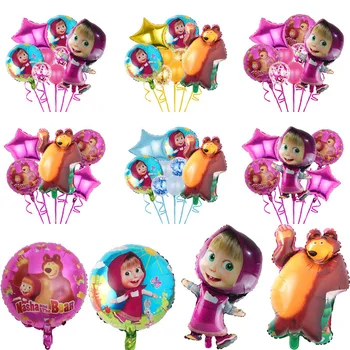 Балони на рожден ден на Маша и Мечката, украса от картун Аниме, Фольгированный балон, Детски Аниме Рисунка, през Цялата балон, Подаръци за детски партита