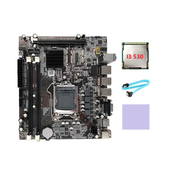 Дънна платка H55 LGA1156 Поддържа процесор, серия I3 530 I5 760 с паметта DDR3 дънна Платка + процесор I3 530 + Кабел SATA + Термопластичная уплътнение