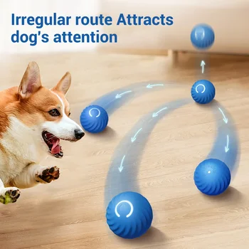 Интелигентна играчка топка за кучета, автоматично се подскачащи катящийся топка за малки до средни кучета, играчка за котки, USB акумулаторна гумена топка за кучета, новост